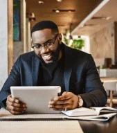 Business owner working on a tablet