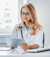 Healthcare professional on a laptop